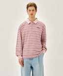STRIPE PIQUE LONG SLEEVE TEE IN PINK image 12