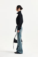 CROPPED EMBROIDERY BACK LOGO JUMPER IN STRONG BLACK image 7