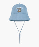 KIDS BEAR EMBROIDERY ROUND BUCKET HAT IN LIGHT BLUE image 7