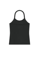 LABEL DETAIL HALTER TANK TOP IN BLACK image 2