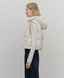 W CIRCLE LOGO CROP HOODED DOWN VEST IN IVORY image 10