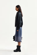 SMALL LOGO FAUX LEATHER ZIP UP JUMPER IN BLACK image 7