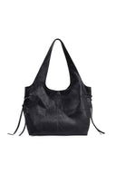 SIDE STRING LEATHER BIG SHOULDER BAG IN BLACK image 6