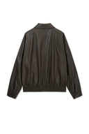 SMALL LOGO FAUX LEATHER ZIP UP JUMPER IN BROWN image 2