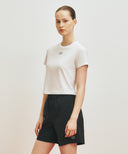 MARITHE SPORT W CLASSIC LOGO CROP TEE IN WHITE