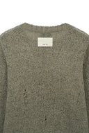 ASYMMETRIC DAMAGED KNIT PULLOVER IN KHAKI image 4