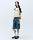 W LONG BERMUDA DENIM PANTS IN LIGHT BLUE image 4