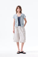 WASHED COTTON PATCH POCKET BERMUDA PANTS IN LIGHT GRAY image 10