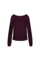 HENLY NECK SHIRRING TOP IN BURGUNDY image 2
