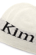 LOGO LINEN SHORT BEANIE IN WHITE image 3