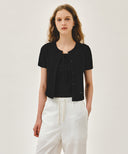 W CRINKLE SLEEVELESS + CARDIGAN SET IN BLACK image 16