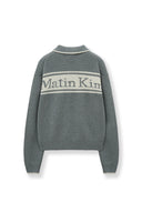 BACK LOGO COLLAR KNIT TOP FOR WOMEN IN GRAY image 3