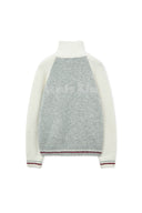 HIGH NECK RAGLAN KNIT ZIP UP FOR WOMEN IN IVORY image 12