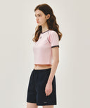 W AEROCOOL SMALL CLASSIC LOGO SLIM RINGER TEE IN PINK