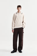 BACK LOGO COLLAR KNIT TOP FOR MEN IN IVORY image 18