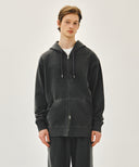 CLASSIC LOGO DYEING HOODIE ZIPUP IN CHARCOAL GREY image 11