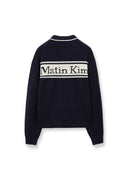BACK LOGO COLLAR KNIT TOP FOR MEN IN DARK NAVY image 3