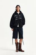VINTAGE WASHED GRAFFITI HOODY ZIP UP IN BLACK image 8