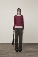 DIAGONAL TEXTURE KNIT TOP IN BURGUNDY image 5