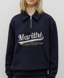 BASEBALL LOGO COLLAR HALF ZIPUP SWEATSHIRT IN NAVY image 4