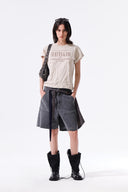 LETTERING GRAFFITI CREASE TOP IN BEIGE image 8
