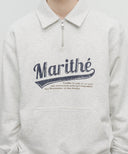 BASEBALL LOGO COLLAR HALF ZIPUP SWEATSHIRT IN LIGHT HEATHER GREY image 4