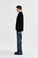 HANDMADE COLLAR KNIT CARDIGAN FOR MEN IN BLACK image 6
