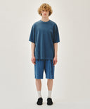 OUTLINE CLASSIC LOGO OVERSIZED DYEING TEE IN LIGHT BLUE
