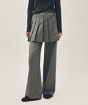 W LAYERED PLEATS SKIRT PANTS IN GRAY image 17