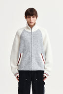 HIGH NECK RAGLAN KNIT ZIP UP FOR MEN IN IVORY image 11