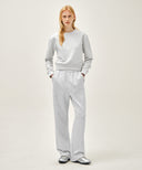 W BASIC FOLD-OVER SWEAT PANTS IN LIGHT HEATHER GREY image 3