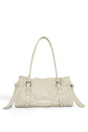 SHIRRING TIE BUCKLE SHOULDER BAG IN BEIGE image 6