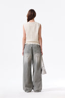 POCKET WASHED KNIT VEST IN LIGHT BEIGE image 8