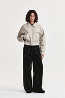 FAUX LEATHER OUTPOCKET JUMPER IN LIGHT GRAY image 9