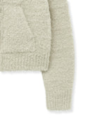 BOUCLE KNIT ZIP UP CARDIGAN IN LIGHT BEIGE image 5