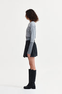 LAYERED TEXTURE KNIT CARDIGAN IN GRAY image 6
