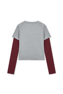 GRAFFITI LOGO STRIPE LAYERED TOP IN GRAY image 3