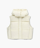 W CIRCLE LOGO CROP HOODED DOWN VEST IN IVORY image 14
