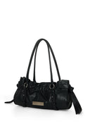 SHIRRING TIE BUCKLE SHOULDER BAG IN BLACK image 8