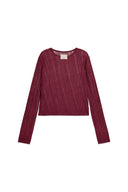 DIAGONAL TEXTURE KNIT TOP IN BURGUNDY image 12