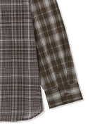 MIXED CHECK OVER FIT SHIRT IN BROWN image 5