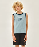 KIDS WAFFLE RINGER SLEEVELESS IN LIGHT BLUE image 12