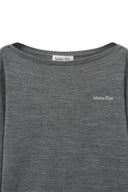 ESSENTIAL BOAT NECK KNIT TOP IN GRAY image 4