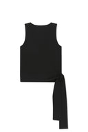 HEM TIE DETAIL SLEEVELESS TOP IN BLACK image 2