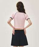 W AEROCOOL SMALL CLASSIC LOGO SLIM RINGER TEE IN PINK