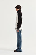 HIGH NECK RAGLAN KNIT ZIP UP FOR MEN IN DARK BROWN image 6