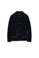 HANDMADE COLLAR KNIT CARDIGAN FOR MEN IN BLACK image 12