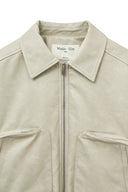 FAUX LEATHER OUTPOCKET JUMPER IN LIGHT GRAY image 4