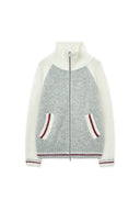 HIGH NECK RAGLAN KNIT ZIP UP FOR MEN IN IVORY image 1