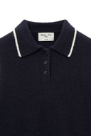 BACK LOGO COLLAR KNIT TOP FOR WOMEN IN DARK NAVY image 4